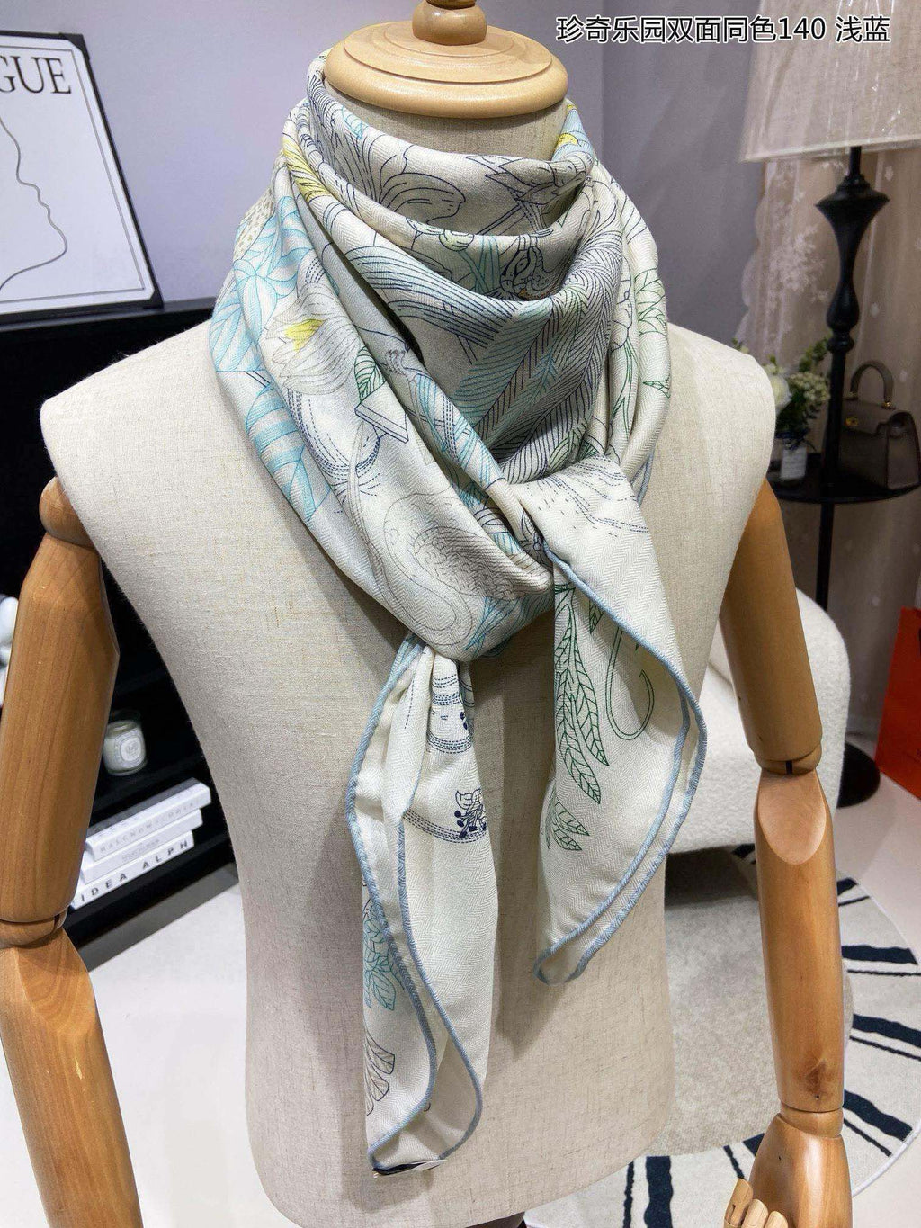 Square Scarf 140 CM White Colorful Cashmere And Silk