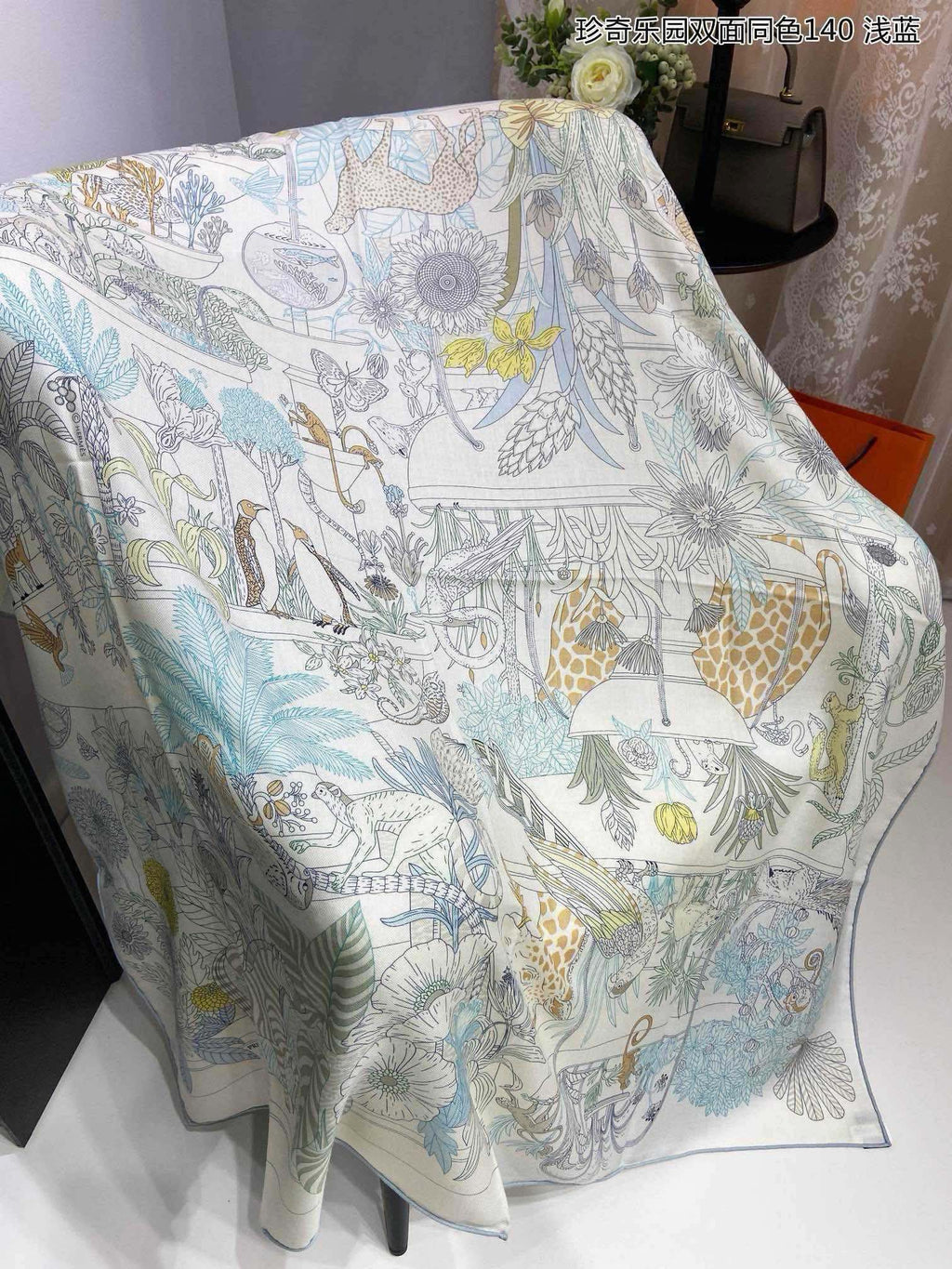 Precious Paradise Scarf 140 CM White Colorful Cashmere And Silk