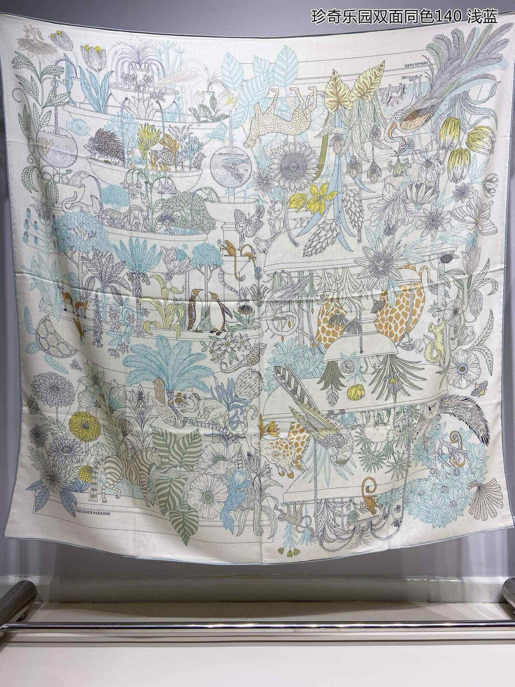 Square Scarf 140 CM White Colorful Cashmere And Silk