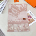 HM Casaque Mors Long Scarf Pink Ivory Cashmere 139451