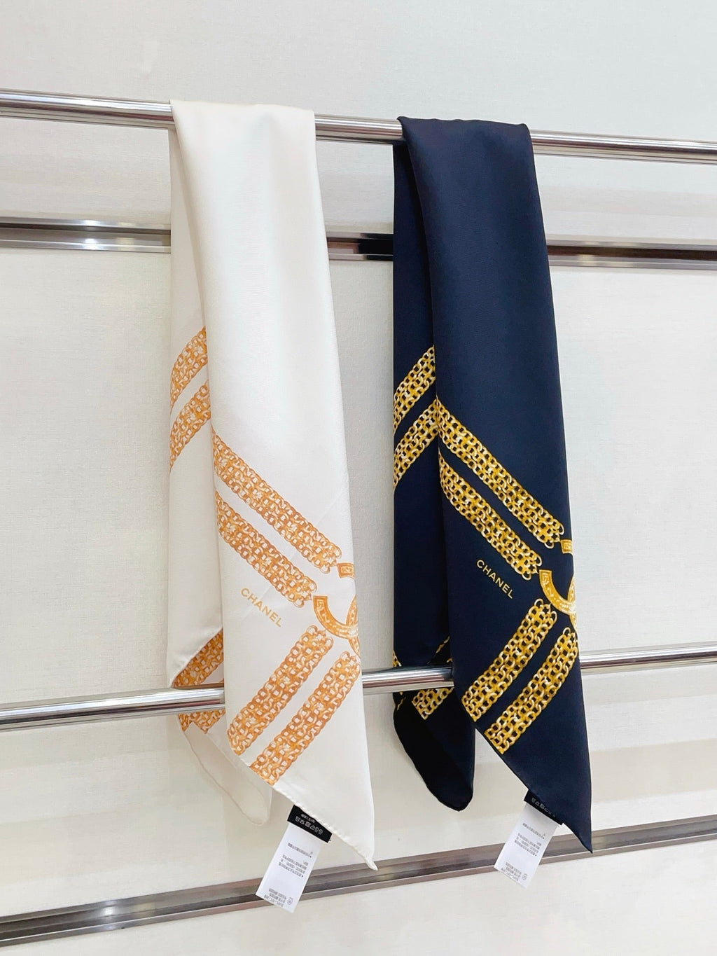 CC 25/26 Early Spring Square Scarf Navy Blue Yellow Silk 139450