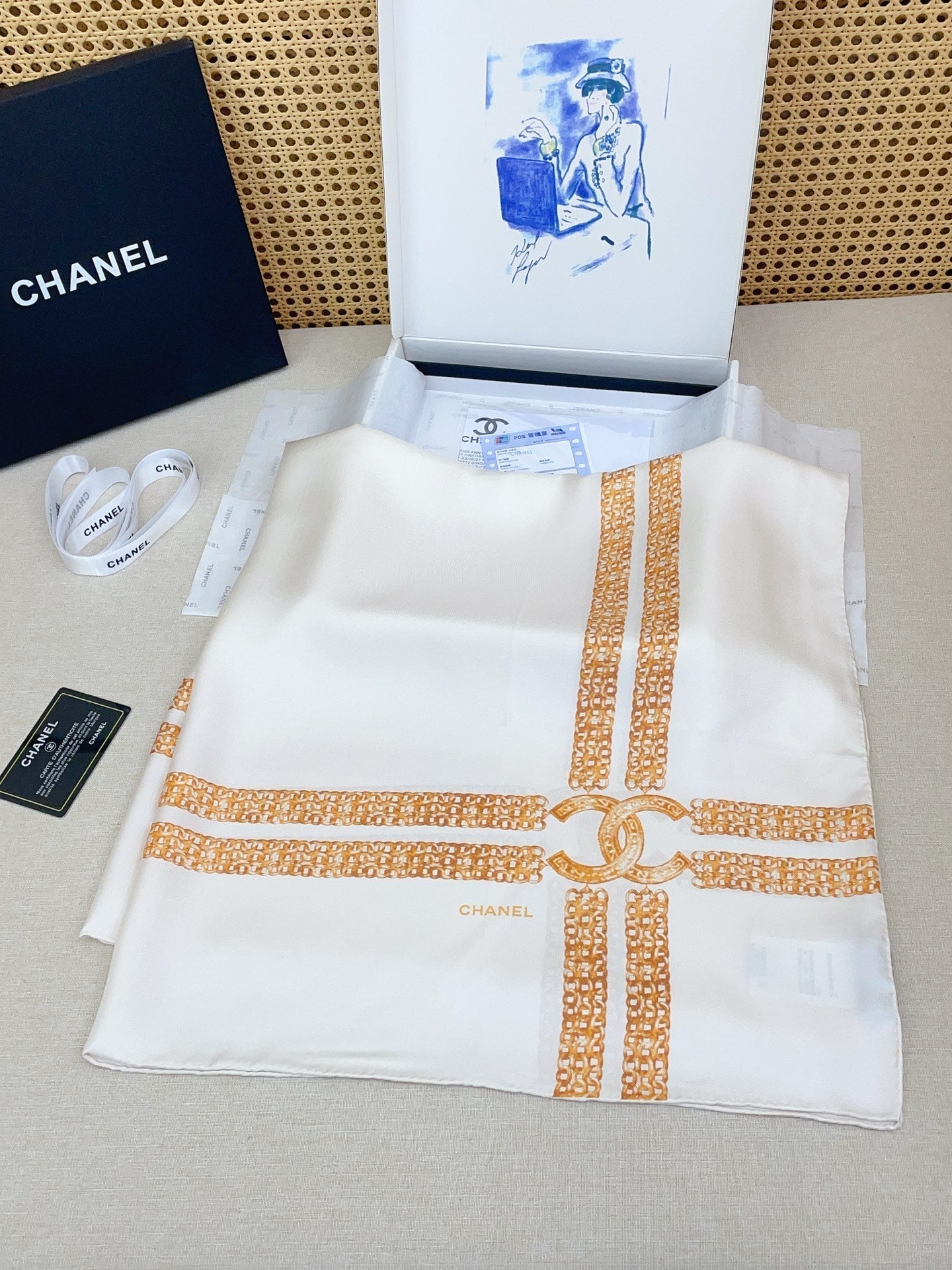 CC 25/26 Early Spring Square Scarf White Yellow Silk 139449