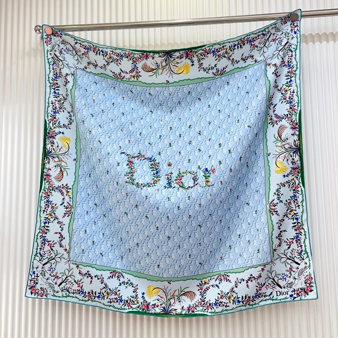 CD Dioramour Scarf 90x90 Blue Colorful Twill Silk 223493