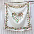 CD Dioramour Floral Heart Scarf 90x90 White Colorful Twill Silk 223490