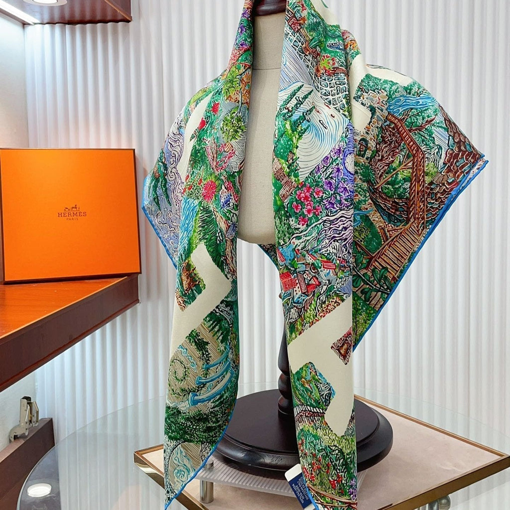 Eleftheria Scarf 90 CM In Colorful Silk Twill  193836