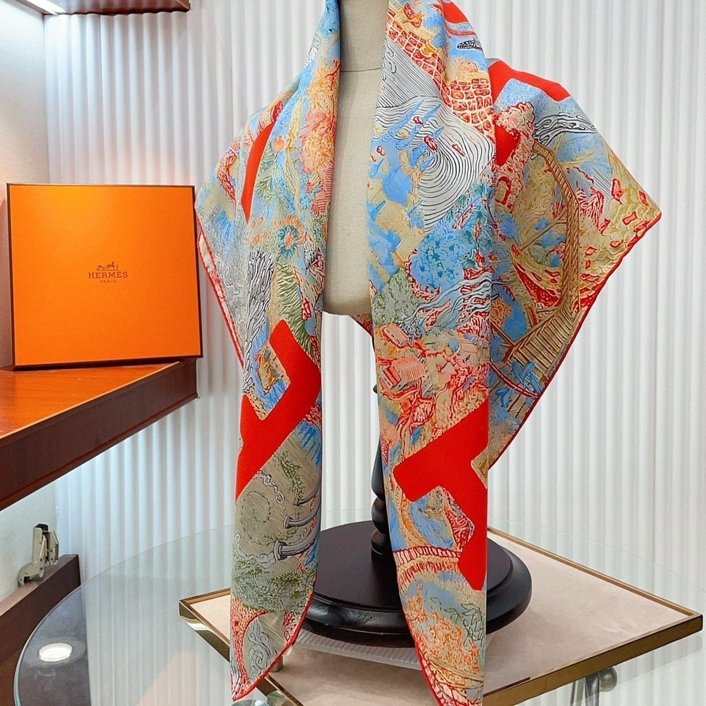 Eleftheria Scarf 90 CM In Colorful Silk Twill  193835