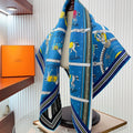 Couvertures Et Tenues De Jour Double Face Scarf 90 CM In Blue Mix Black Colorful Silk 190031