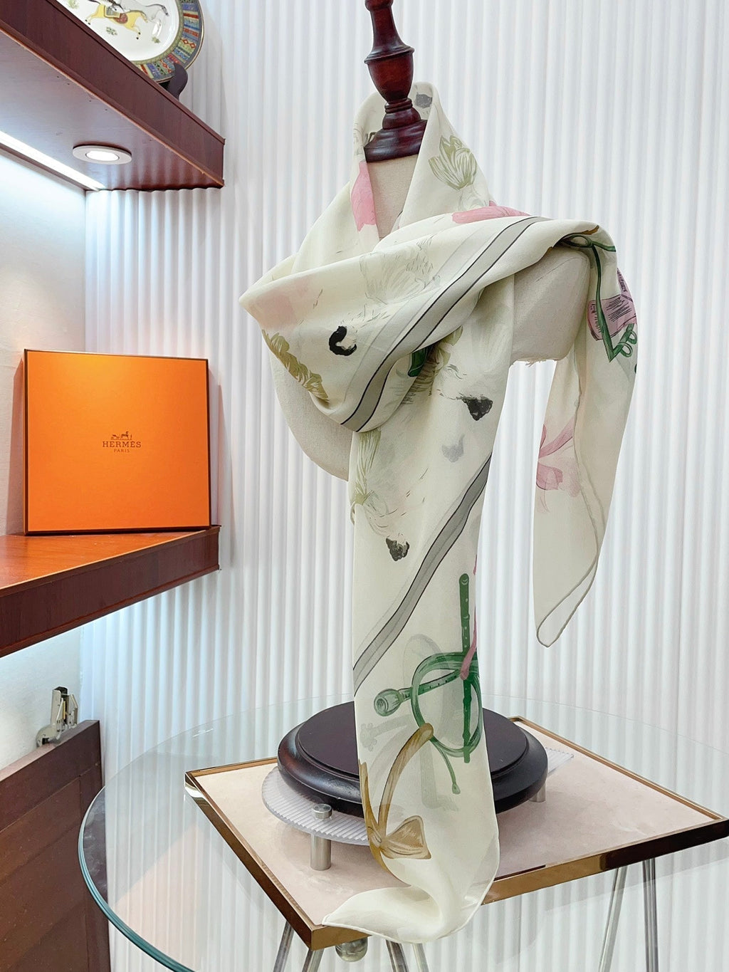 Scarf 110 CM In White Colorful Voile Silk 193825
