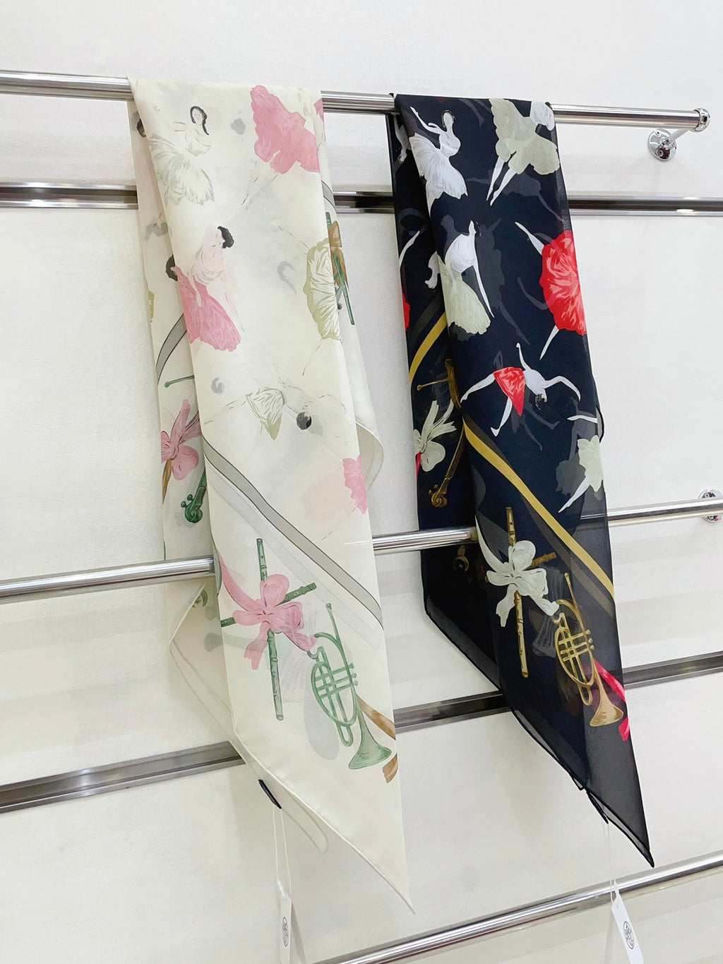 Scarf 110 CM In Black Colorful Voile Silk 193826
