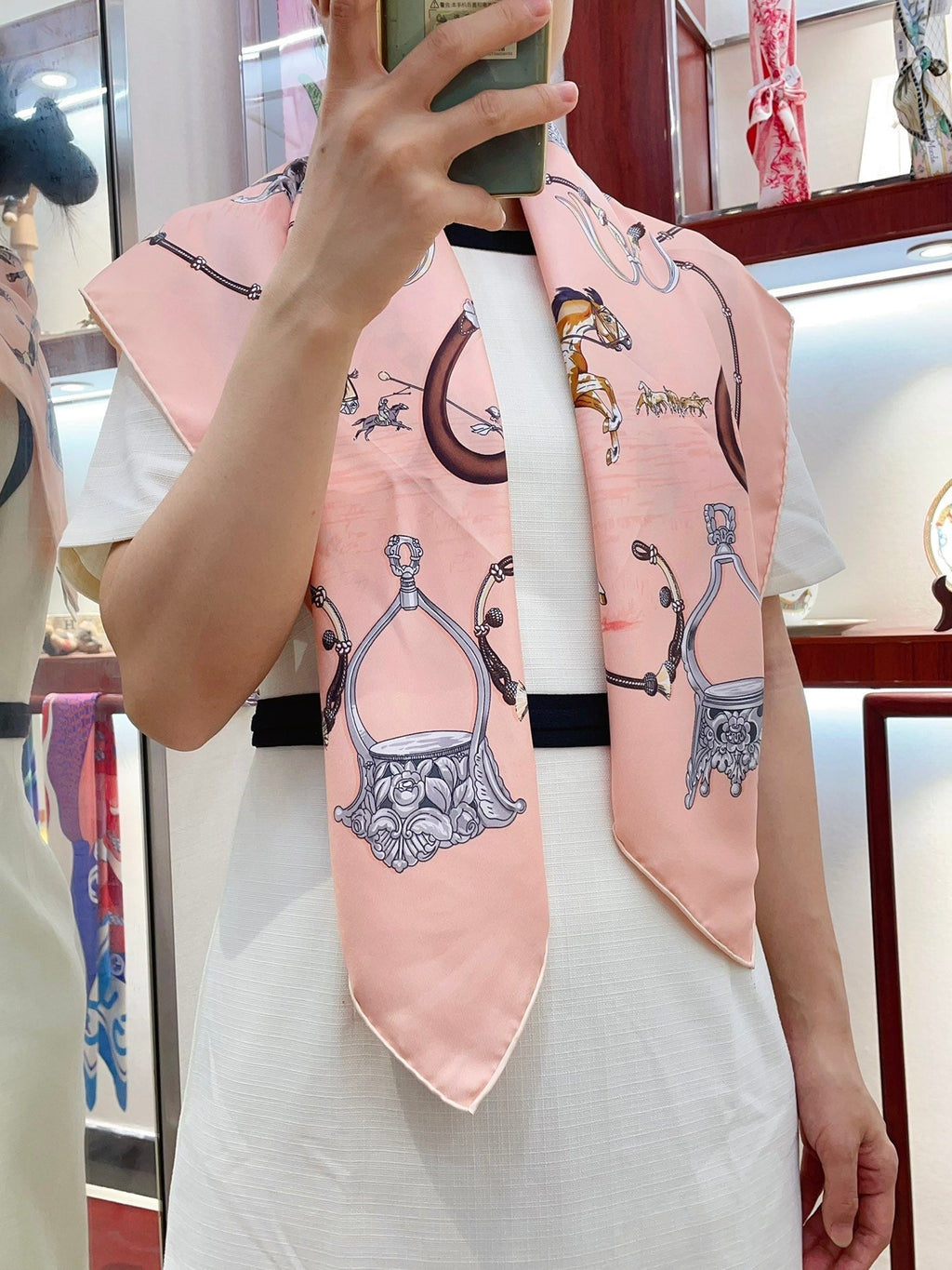 Pampa Scarf 90 CM In Pastel Pink Colorful Silk 196203