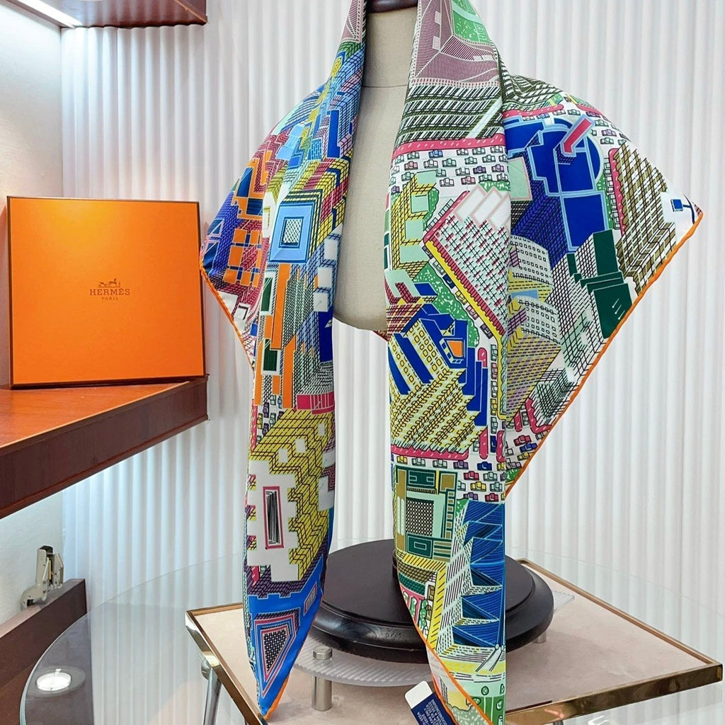 Pantin City scarf 90 CM In Colorful Silk Twill  211113