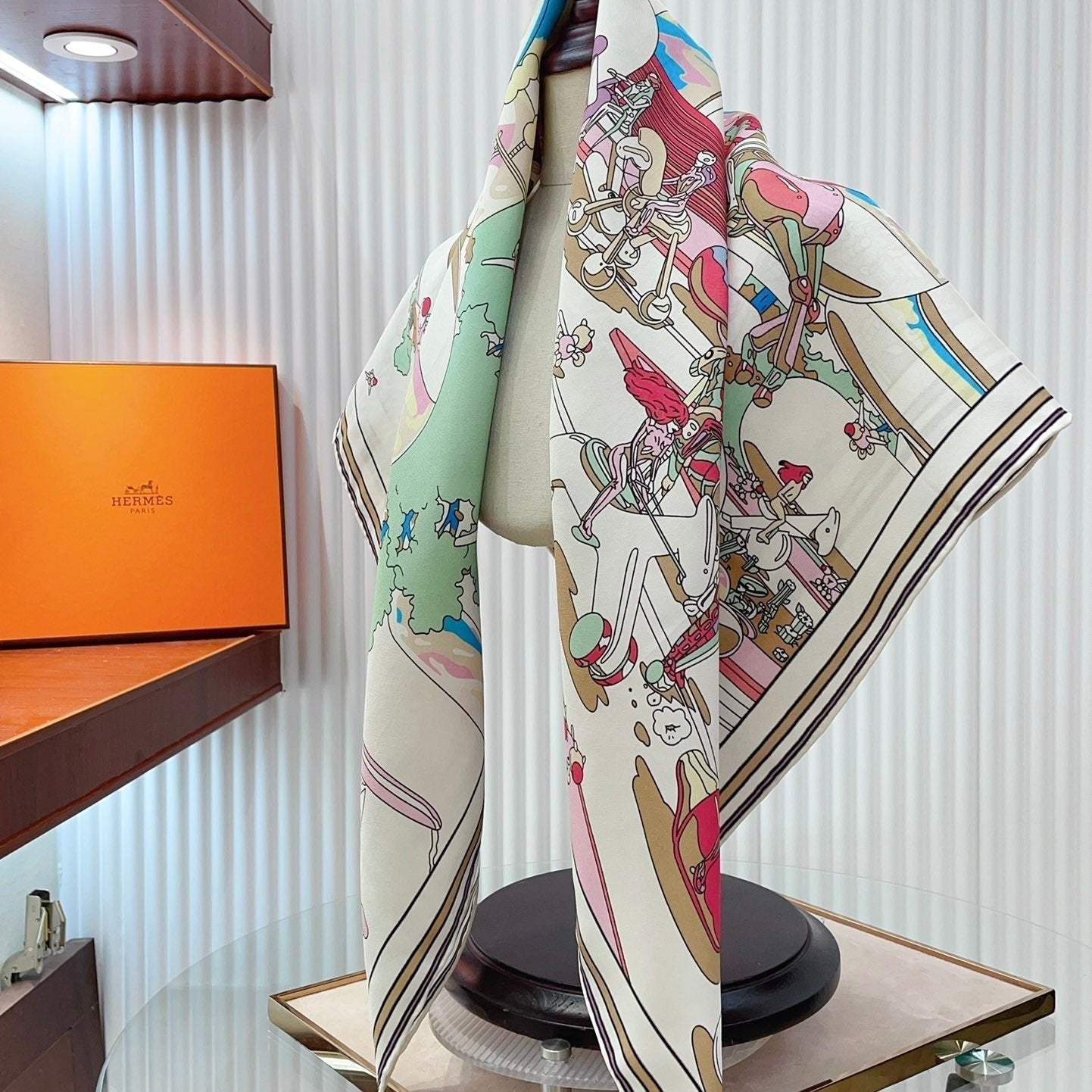 Locomotion Shawl 90 CM In Colorful Silk Twill  225470