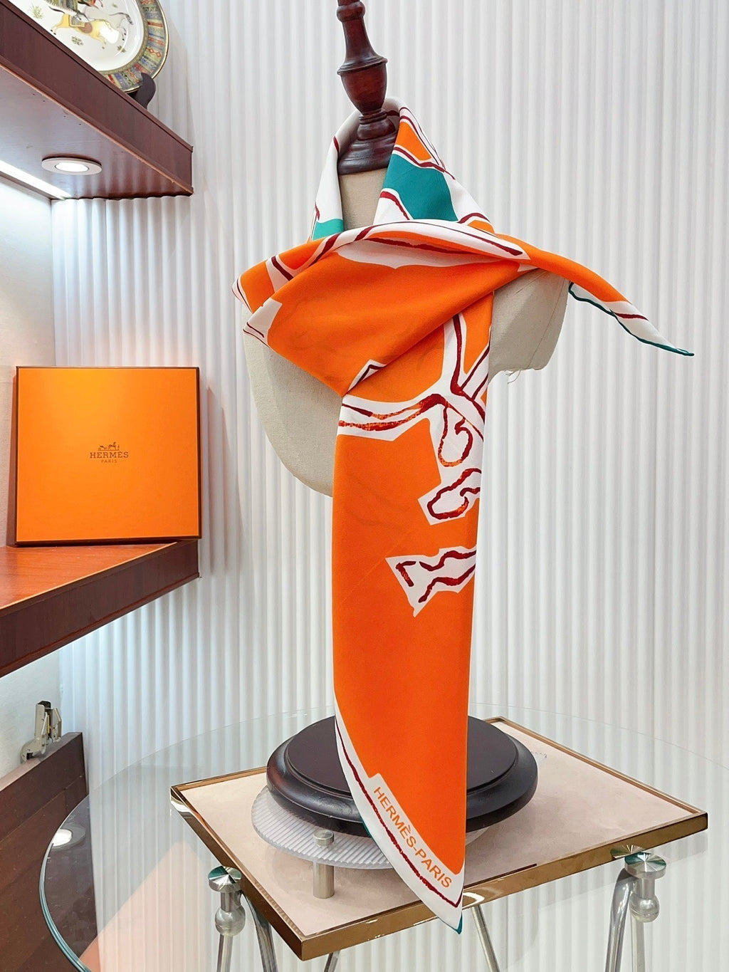 Choregraphie Equestre Scarf 90 CM In Orange Colorful Silk Twill 228977