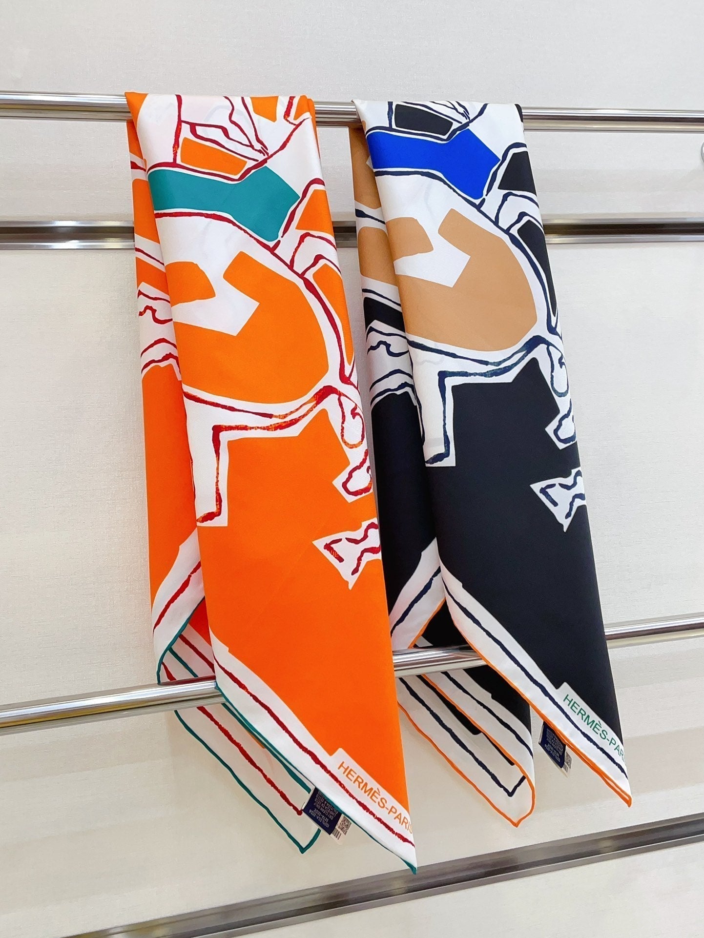 Choregraphie Equestre Scarf 90 CM In Orange Colorful Silk Twill 228977