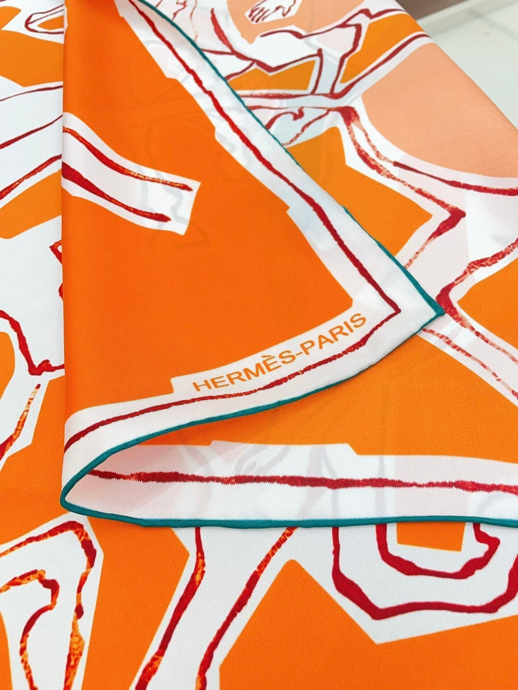 Choregraphie Equestre Scarf 90 CM In Orange Colorful Silk Twill 228977
