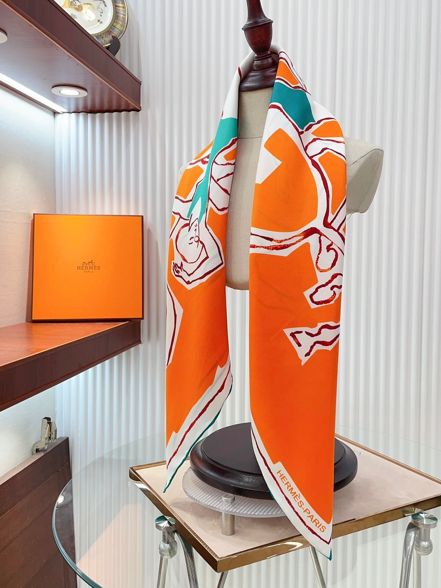 Choregraphie Equestre Scarf 90 CM In Orange Colorful Silk Twill 228977
