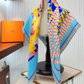 Silla De Gaucho Scarf 90 CM In Light Blue Colorful Silk Twill 231854