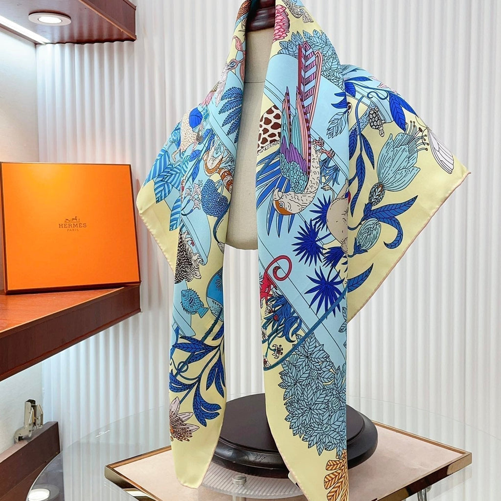 Precious Paradise Scarf 90 CM In Colorful Silk Twill  234593
