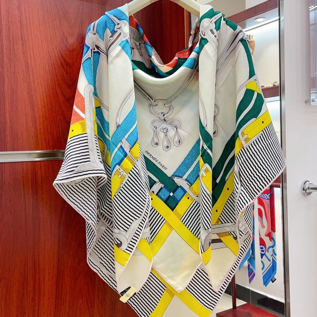 Mors a Jouets Chemise Shawl 140 CM In Colorful Silk And Cashmere 239531