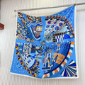Haute Parure Scarf 90 CM In Blue Colorful Silk Twill  239535