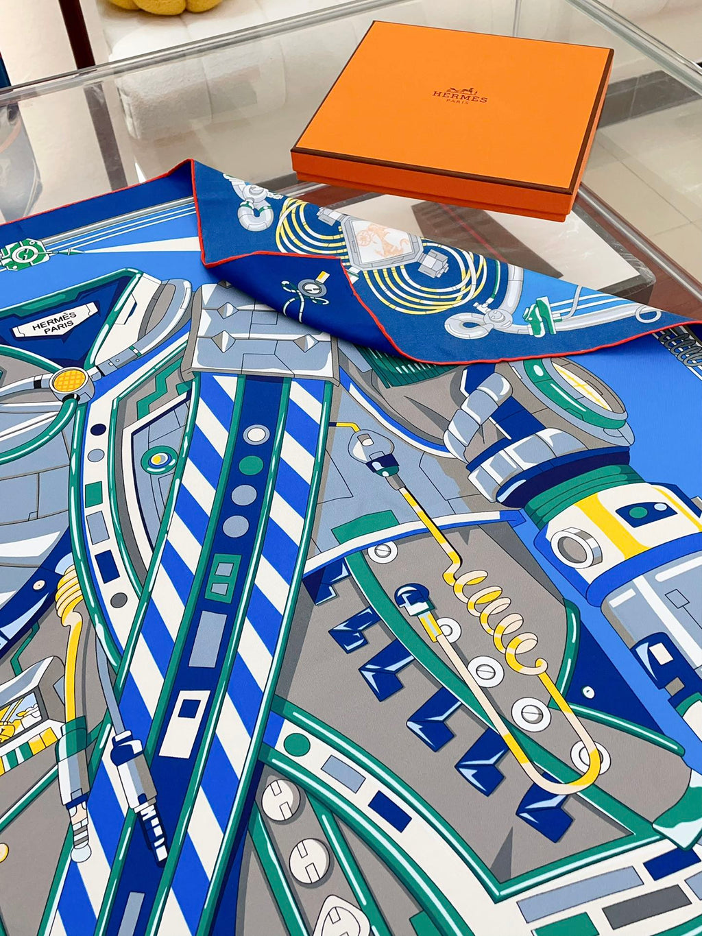 Neo Brandebourgs Scarf 90 CM In Colorful Silk Twill  257435