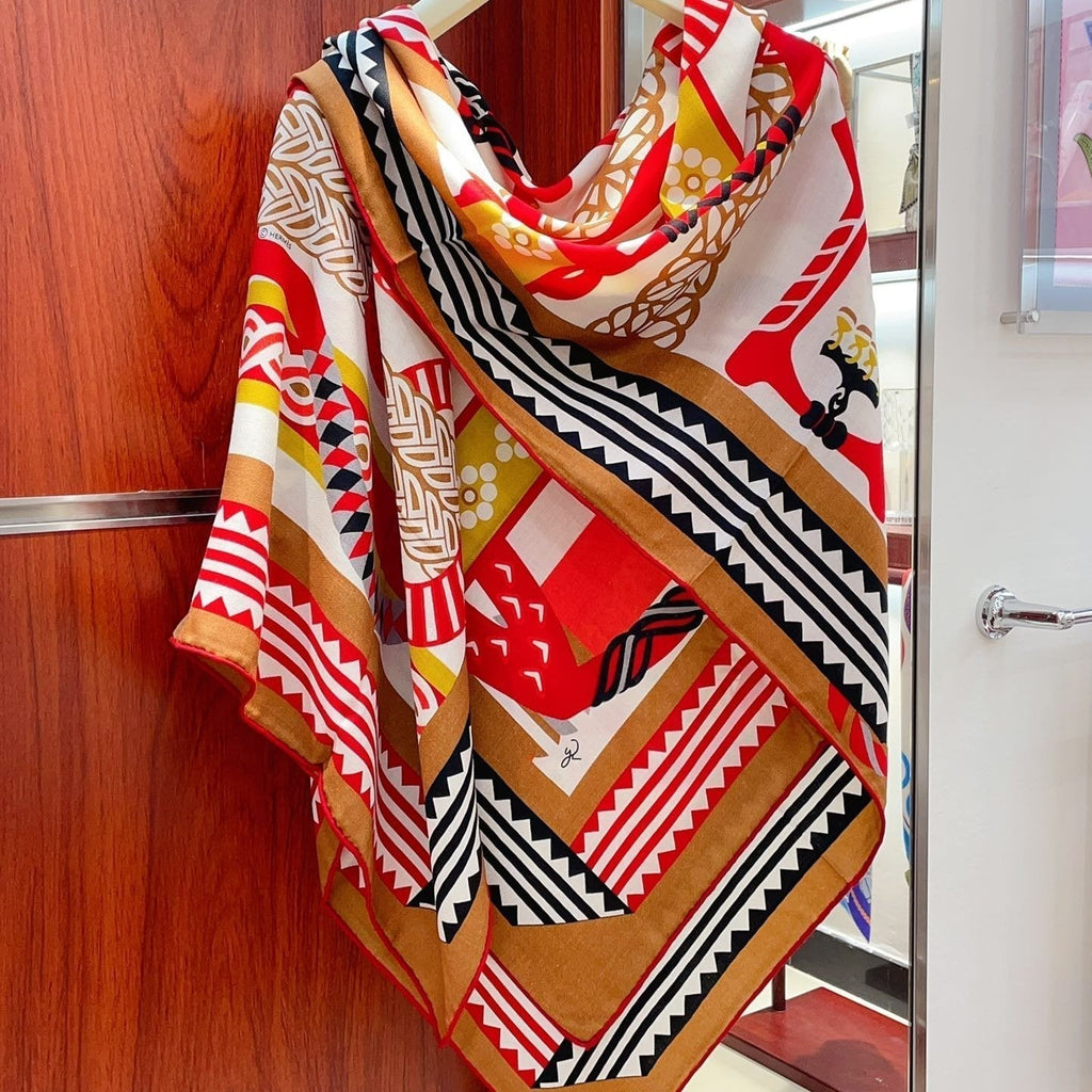 Fantaisie d'Etriers Shawl 135 CM In Colorful Cashmere And Silk 276555