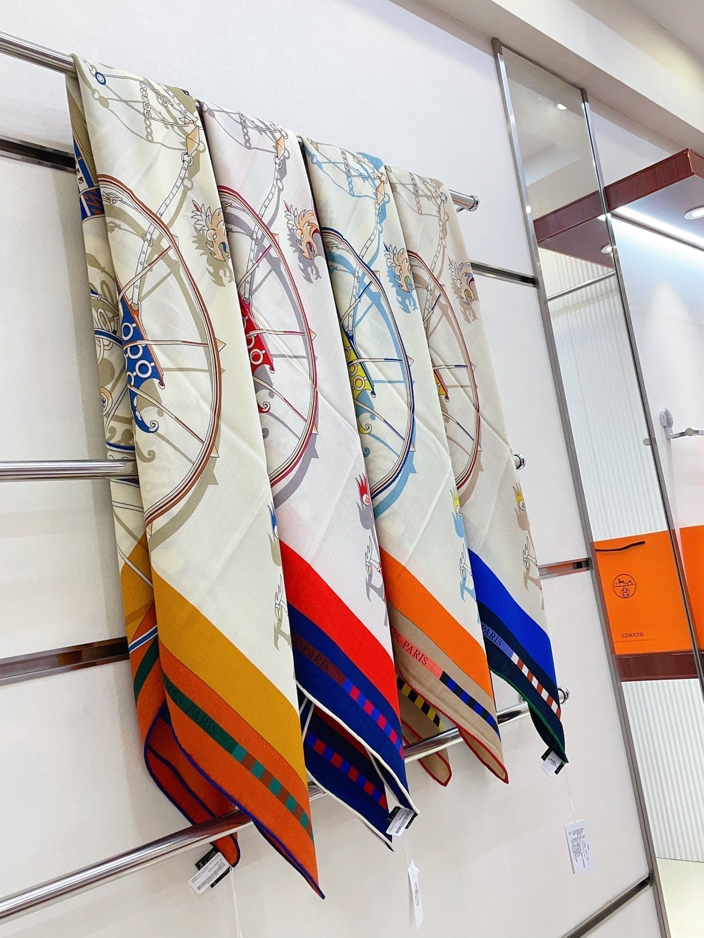 Voitures En Equilibre Scarf 140 CM In Colorful Cashmere And Silk 286417
