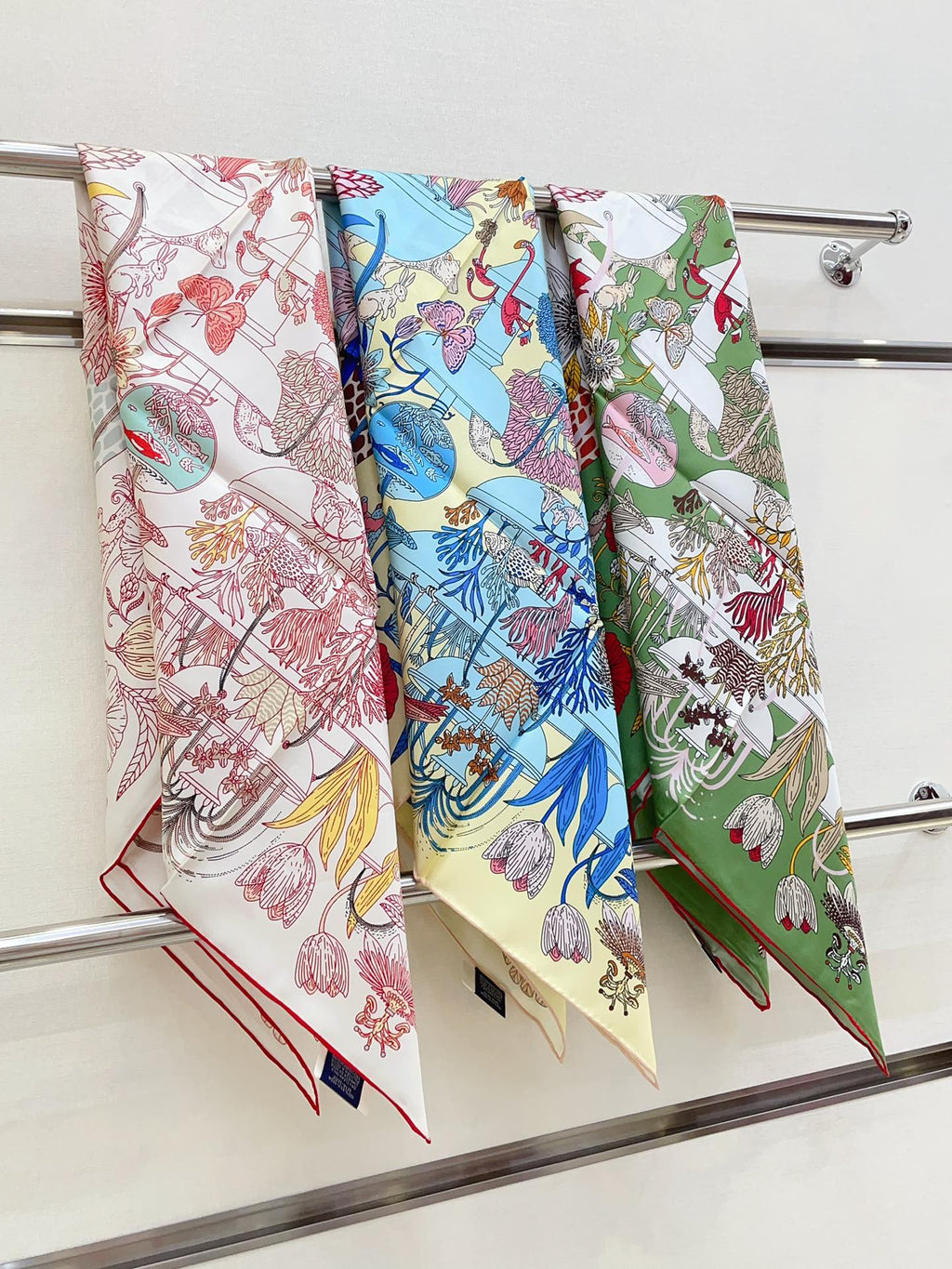 Precious Paradise Scarf 90 CM In Light Blue Colorful Silk Twill 294487