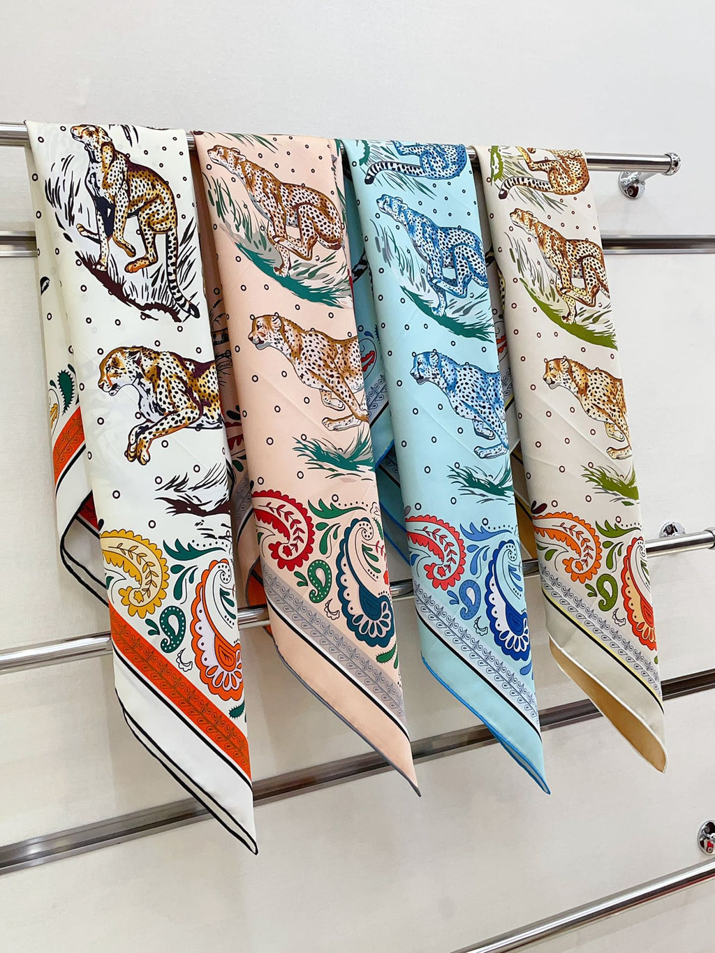 Guepards Bandana Double Face Scarf 90 CM In Colorful Silk 301847
