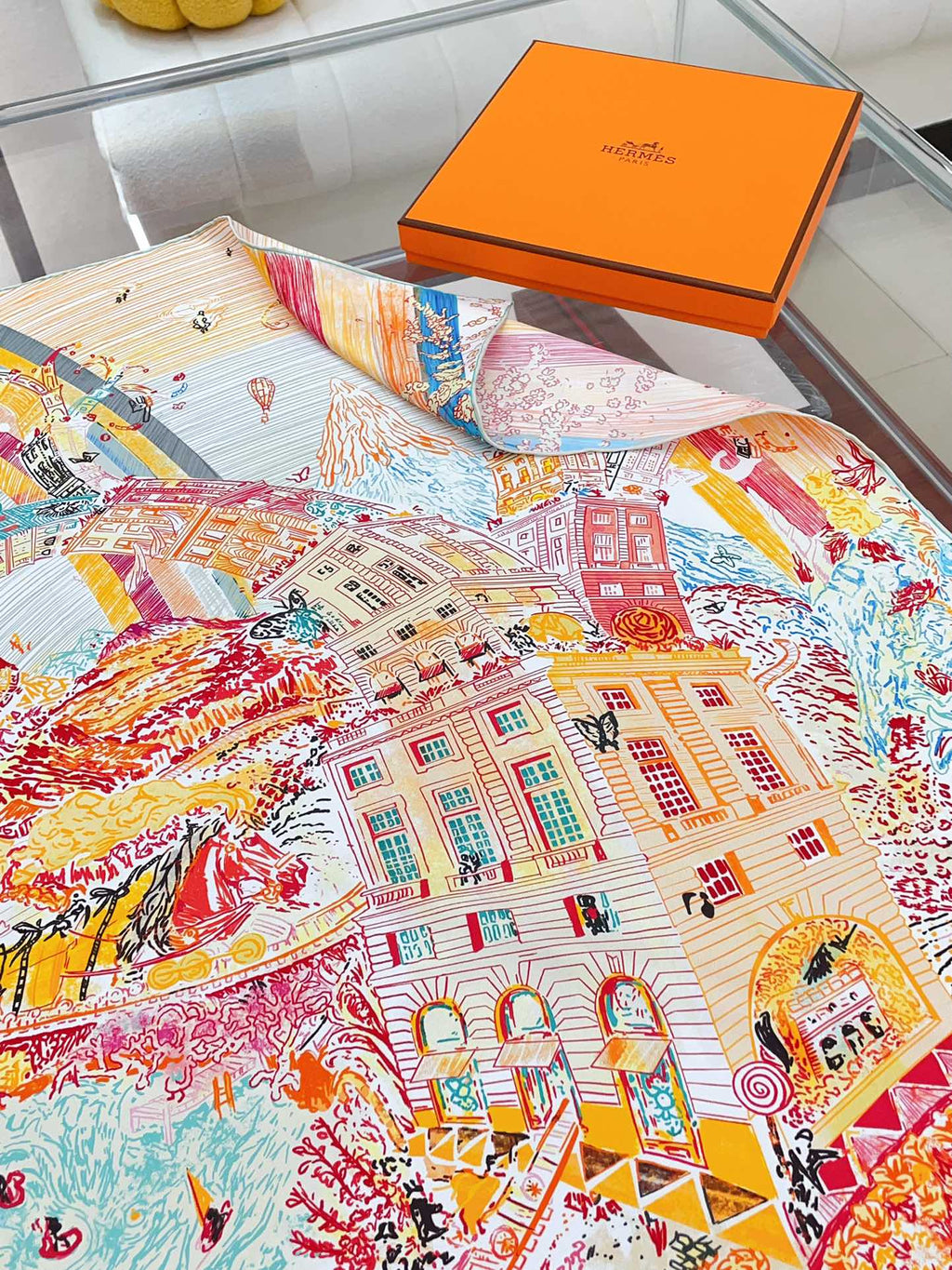 Les Folies Du Faubourg Scarf 90 CM In Colorful Silk Twill 304376