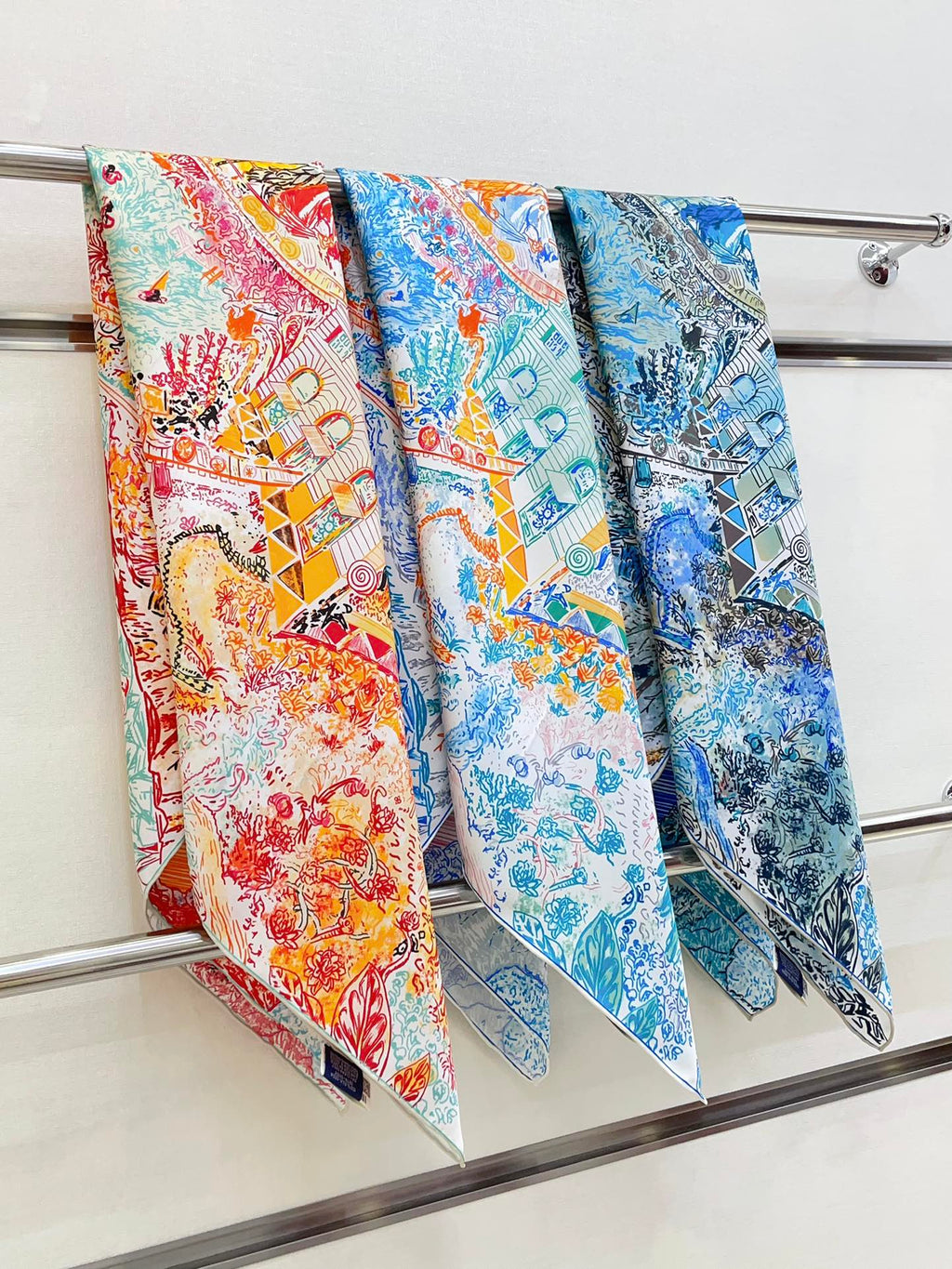 Les Folies Du Faubourg Scarf 90 CM In Colorful Silk Twill 304377