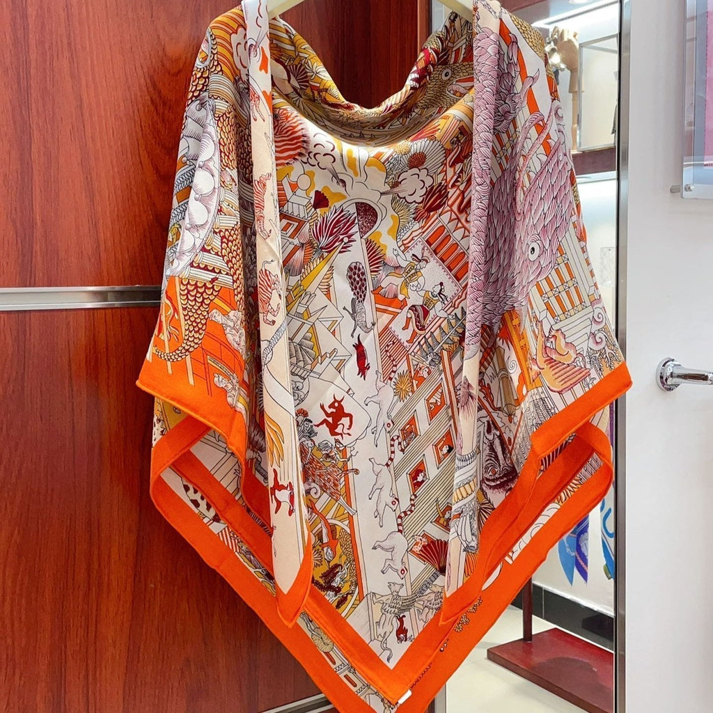 Animapolis Scarf 140 CM In Colorful Cashmere And Silk 306571