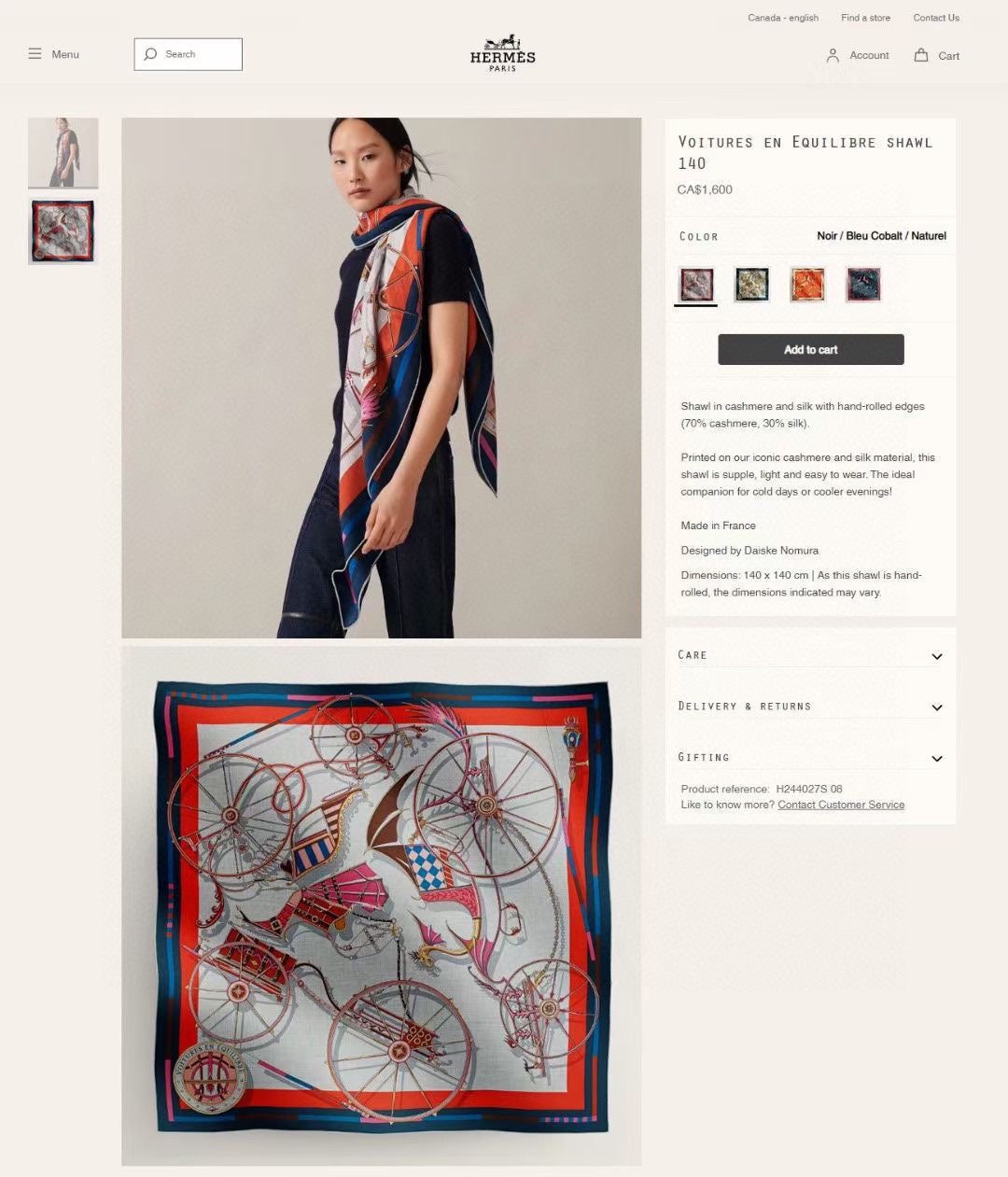 Voitures En Equilibre Scarf 140 CM In Colorful Cashmere And Silk 310320