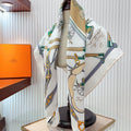 Palonniers scarf 90 CM In White Colorful Silk Twill 321911