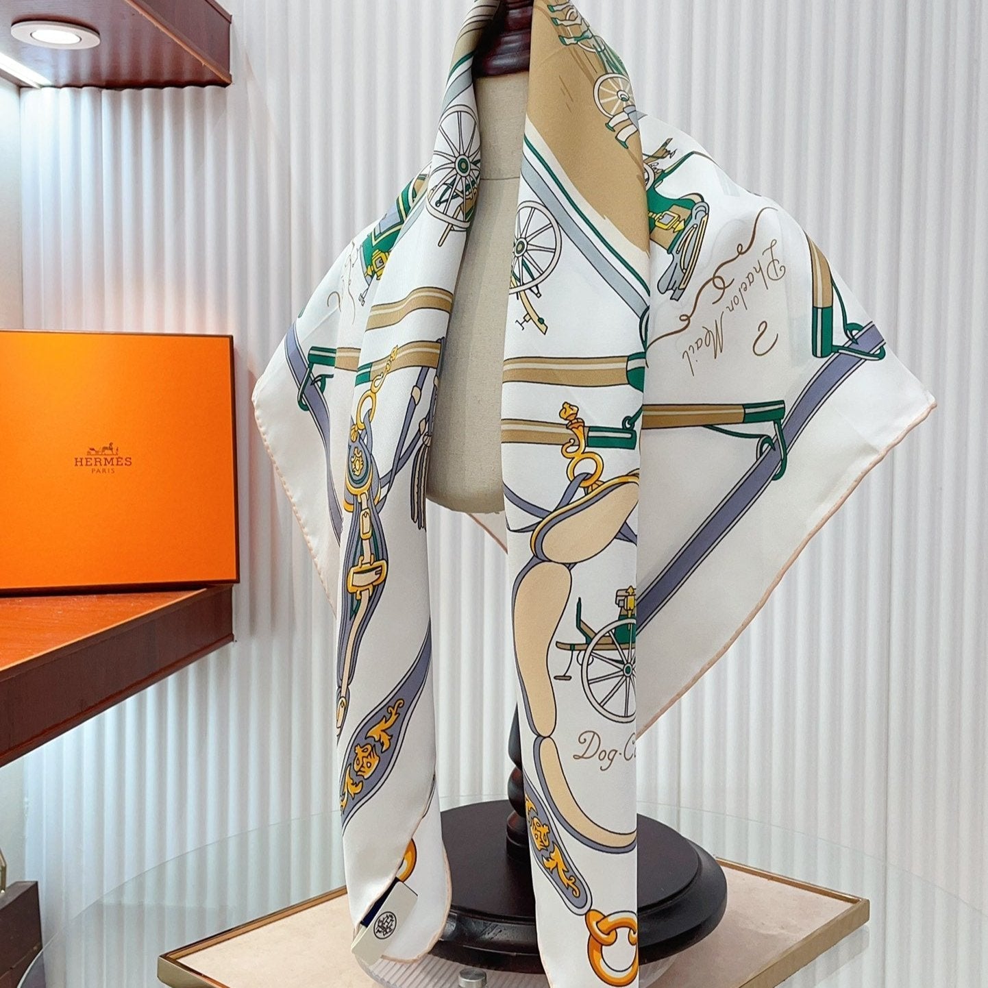 Palonniers scarf 90 CM In White Colorful Silk Twill 321911