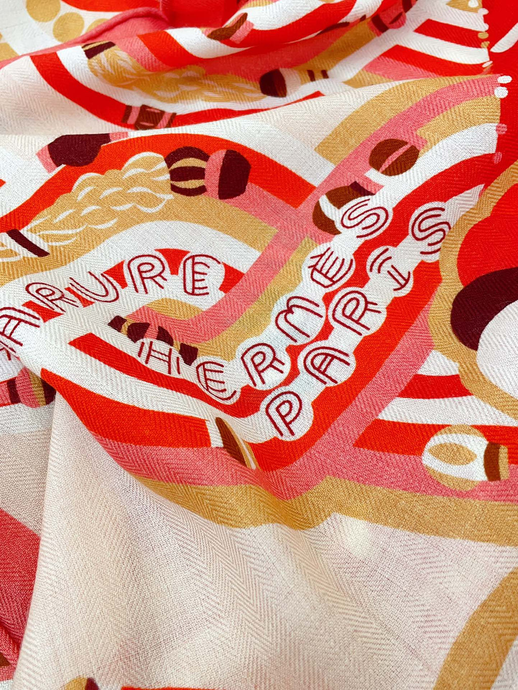 Haute Parure Scarf 135 CM In Red Colorful Cashmere And Silk 324751
