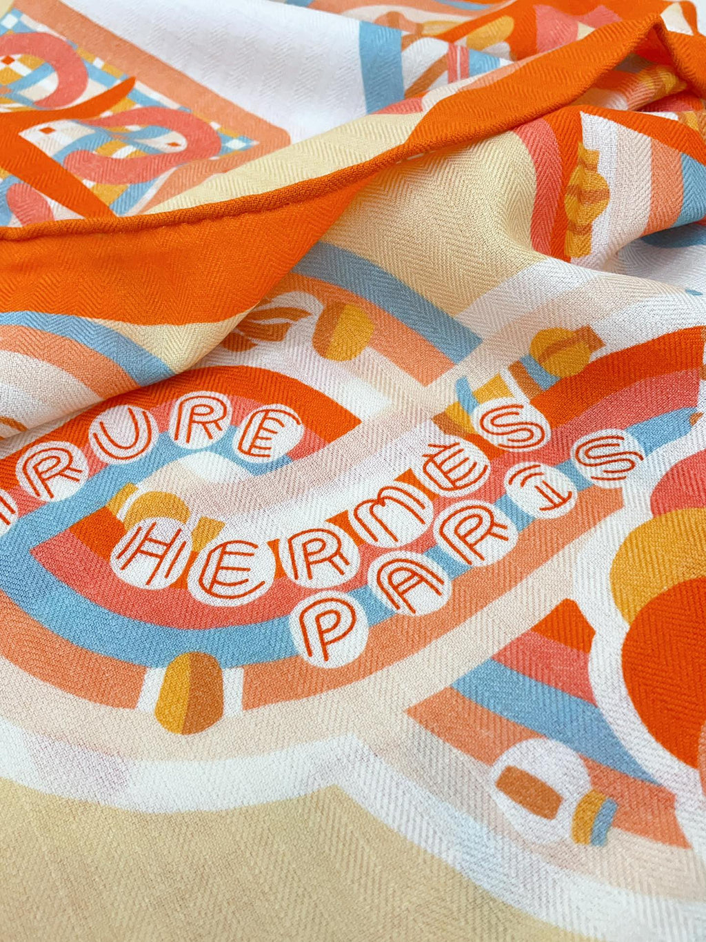 Haute Parure Scarf 135 CM In Orange Colorful Cashmere And Silk 324754