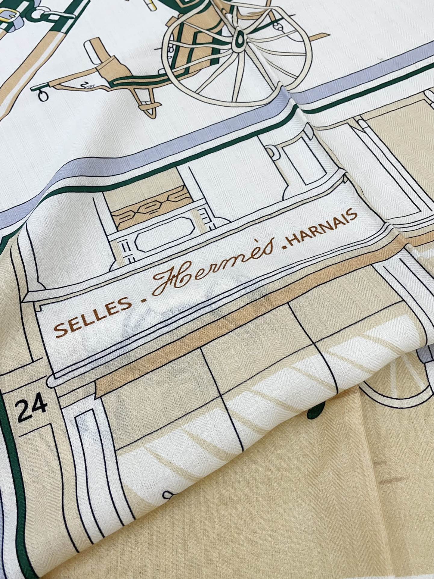 Palonniers Scarf 135 CM In White Colorful Cashmere And Silk 327471