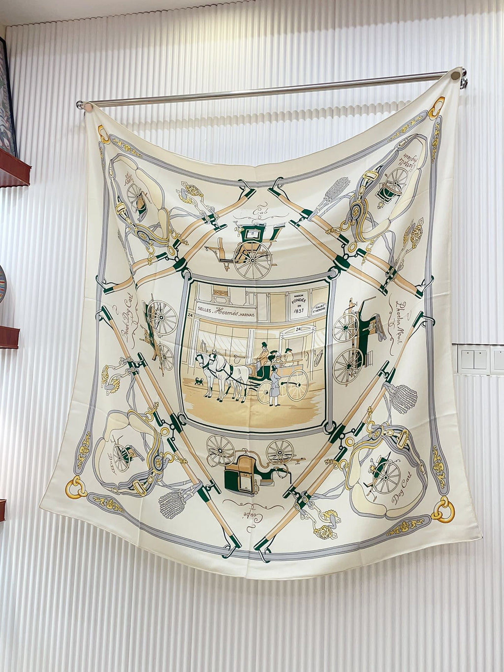 Palonniers Scarf 135 CM In White Colorful Cashmere And Silk 327471