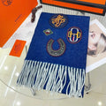 Scarf 160 CM In Blue Cashmere 334195