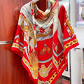 Carré Harnais De Cœur Scarf 140 CM In Red Colorful Cashmere And Silk 335858
