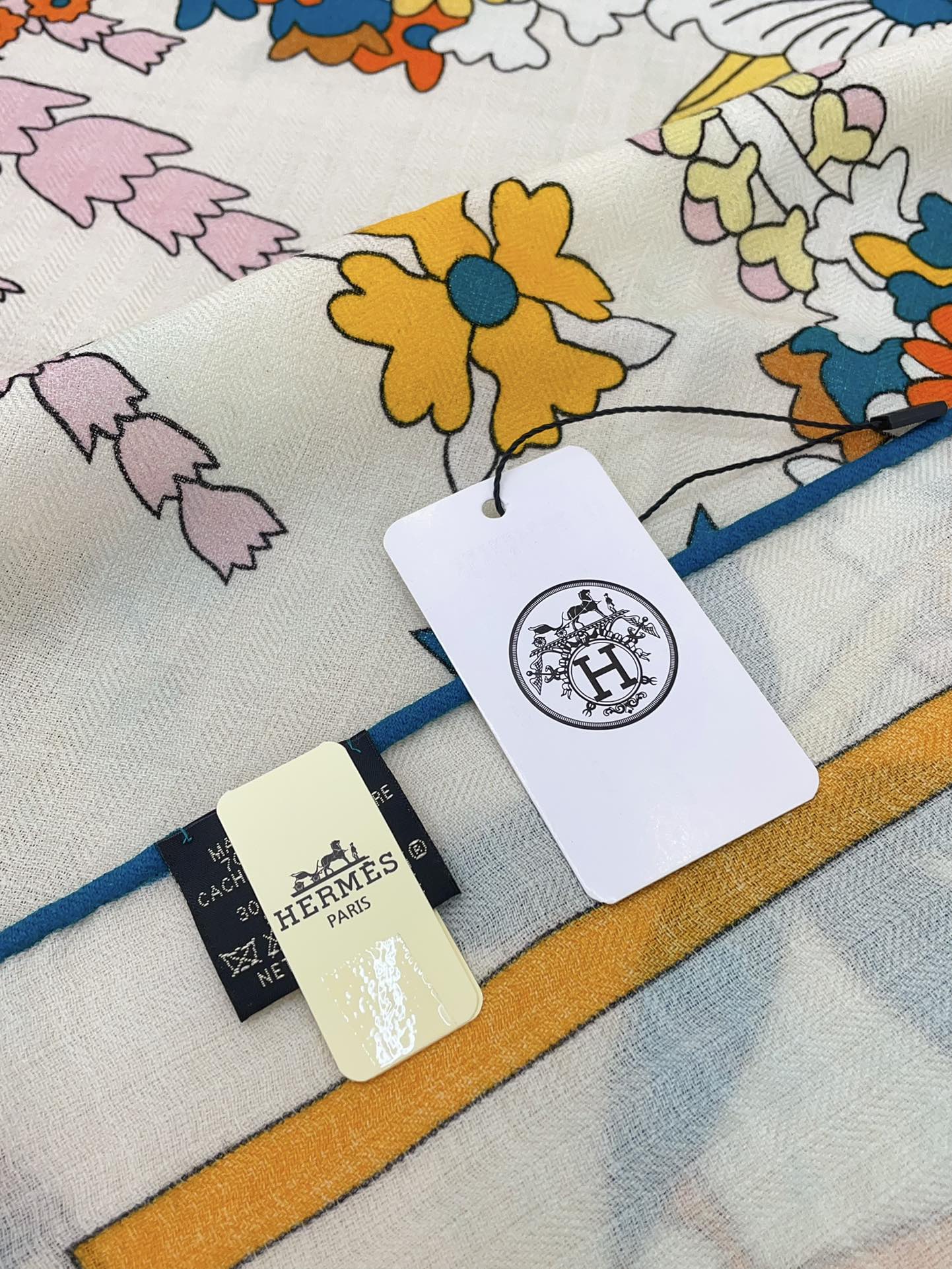 La Danse Du Printemps Scarf 140 In Yellow Colorful Cashmere And Silk 344366