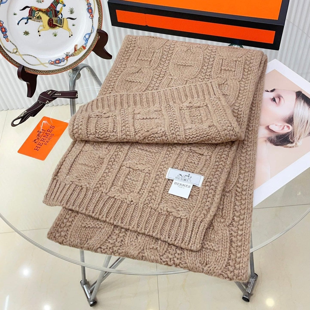 Faubourg Muffler Scarf 170 CM Beige Cashmere Handwoven 356201