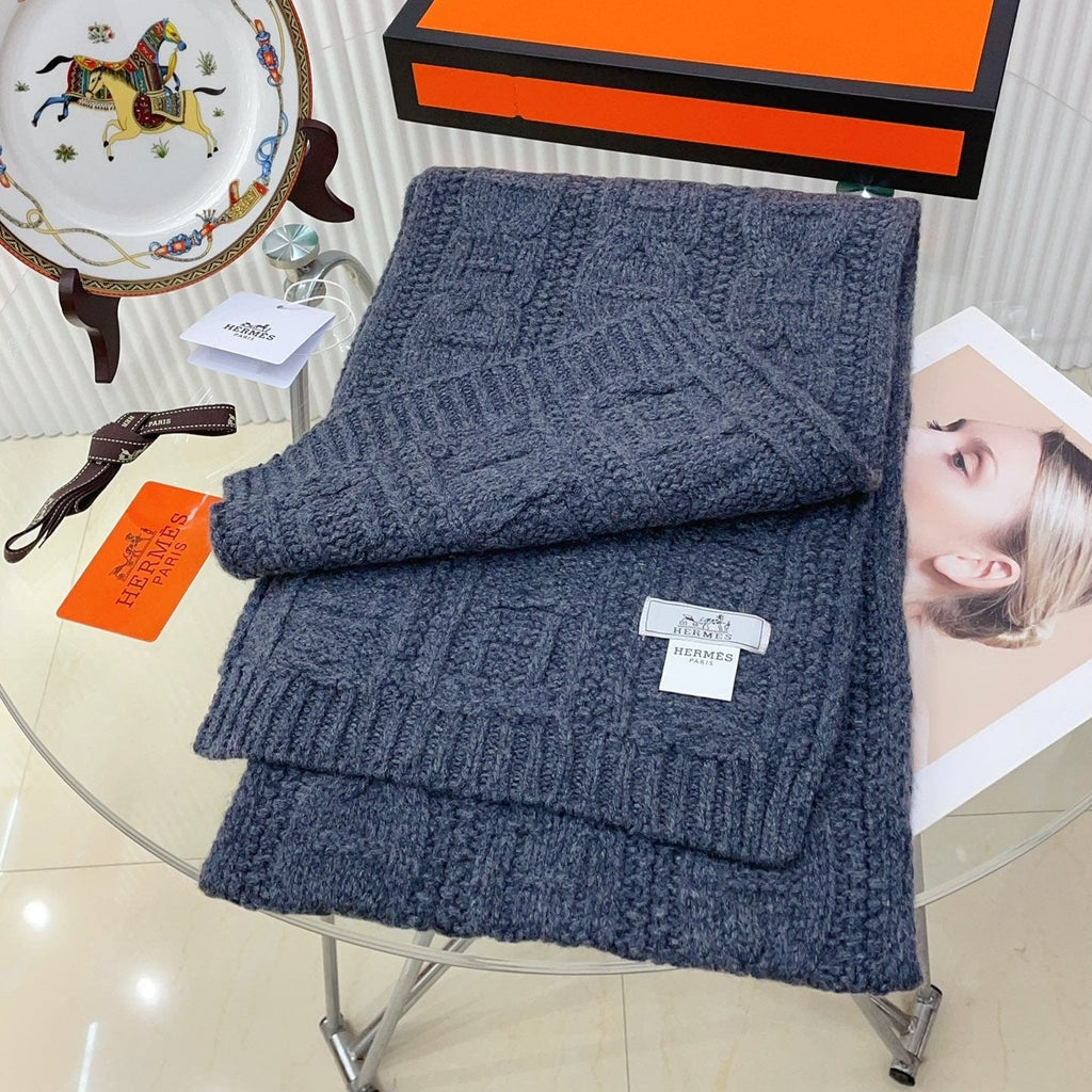 Faubourg Muffler Scarf 170 CM Grey Cashmere Handwoven 356204