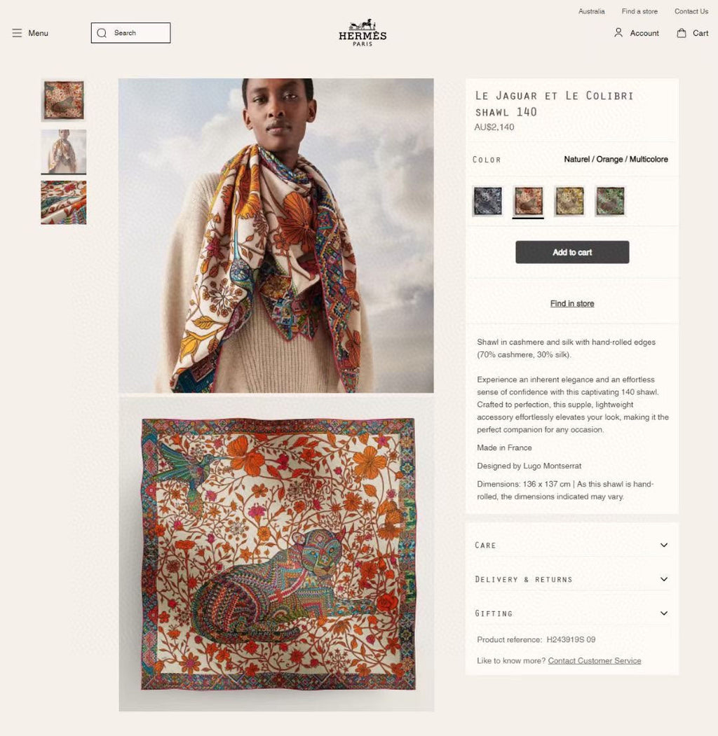 Le Jaguar Et Le Colibri Shawl 135 CM Red Colorful Cashmere And Silk  357904