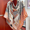 Grand Theatre Nouveau Scarf 135 CM In Orange Colorful Cashmere And Silk 362248