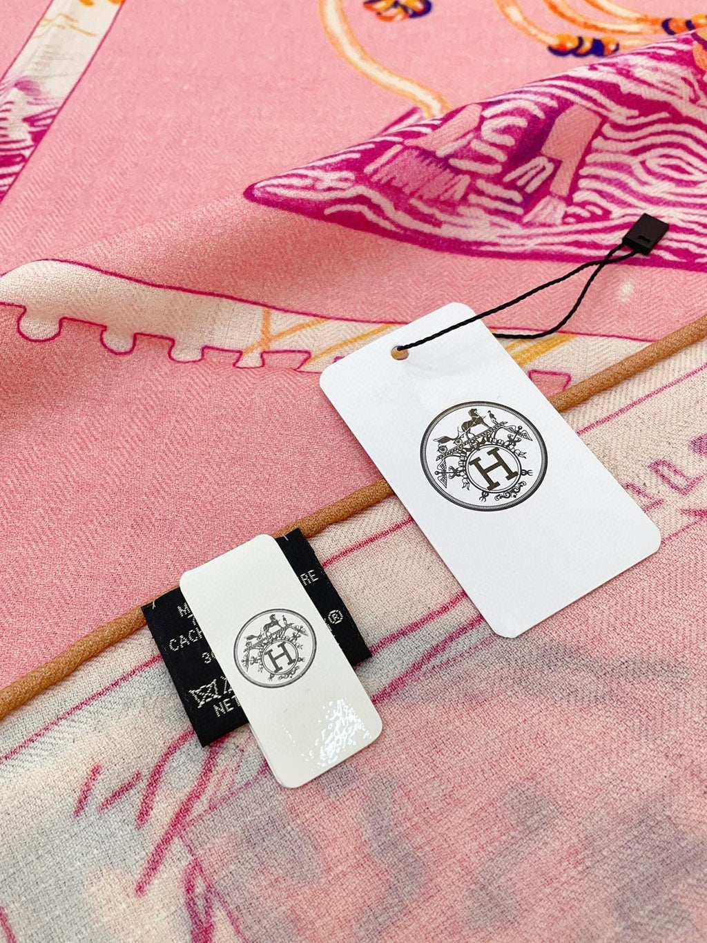 Chevaloscope Scarf 140 CM In Pink Colorful Cashmere And Silk 373660