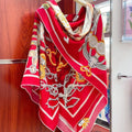 Brides Et Destin Scarf 140 CM In Red Colorful Cashmere Silk 375372