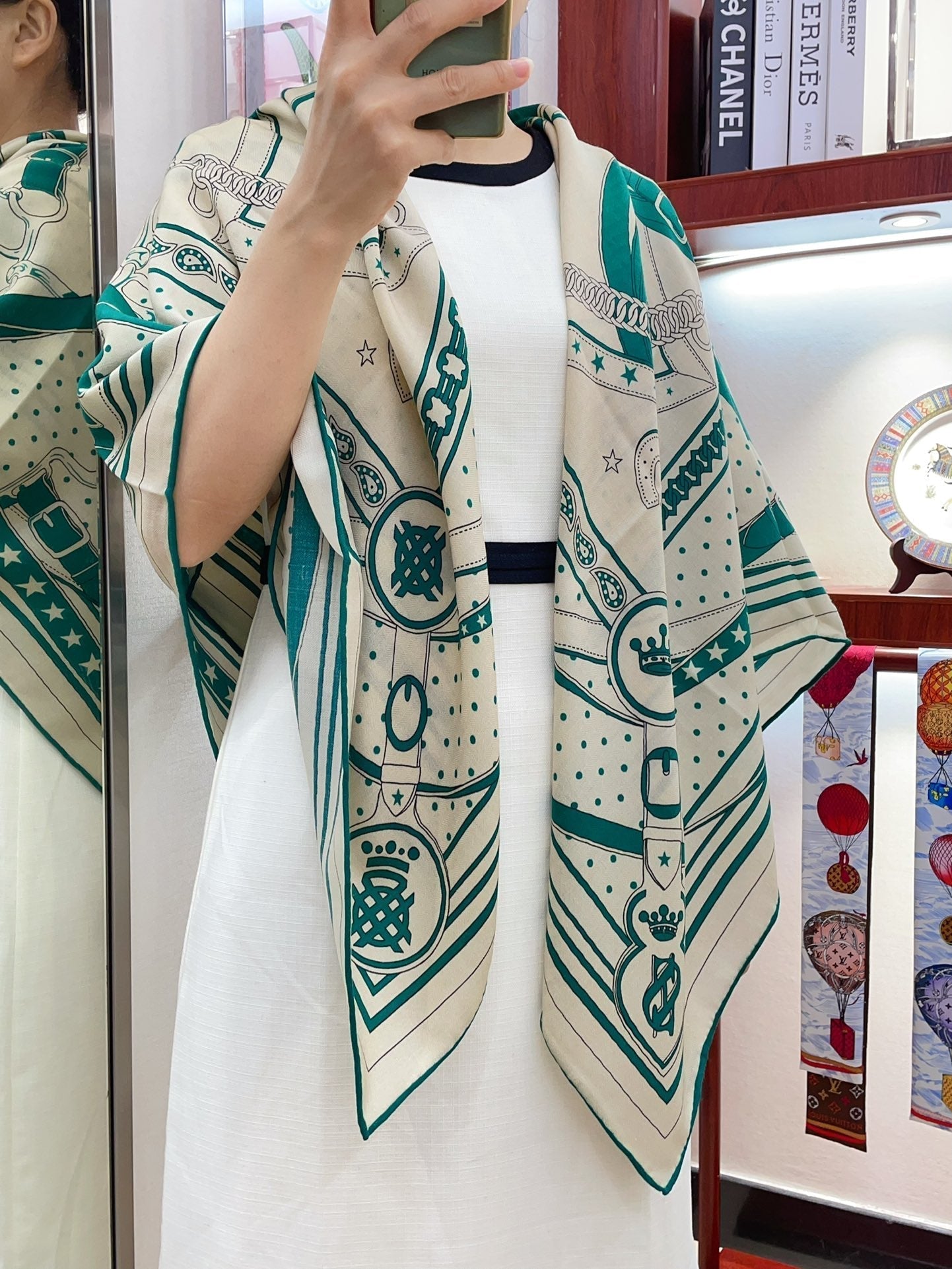 LA PROMENADE DU MATIN BANDANA SHAWL 140 CM IN COLORFUL CASHMERE AND SILK 379795