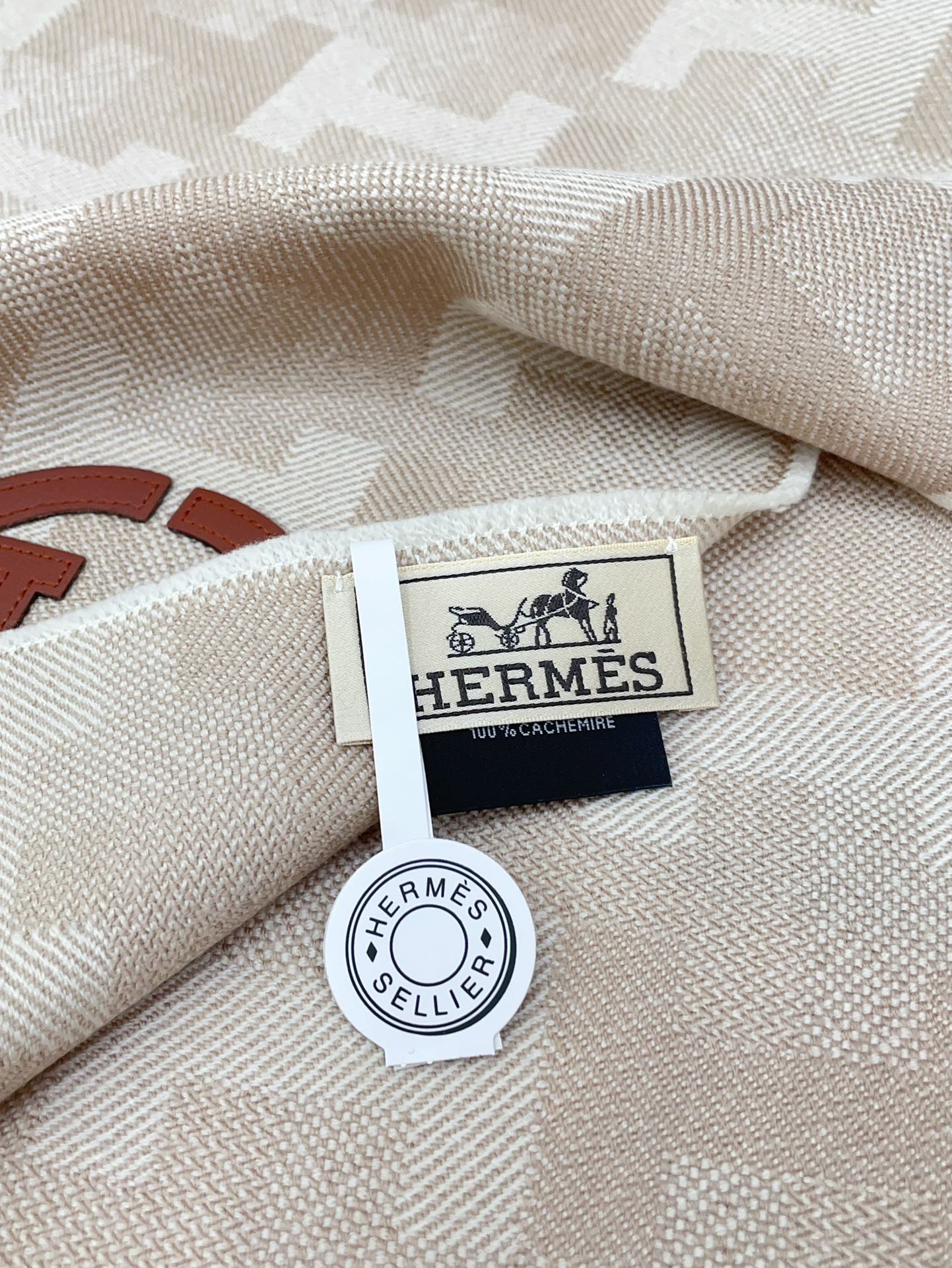 SCARF 200 CM IN TAN BROWN MONOGRAM CASHMERE